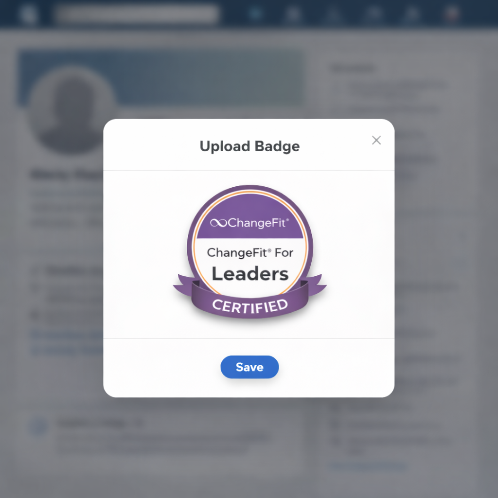 Screenshot uploading our digital badge to LinkedIn profile