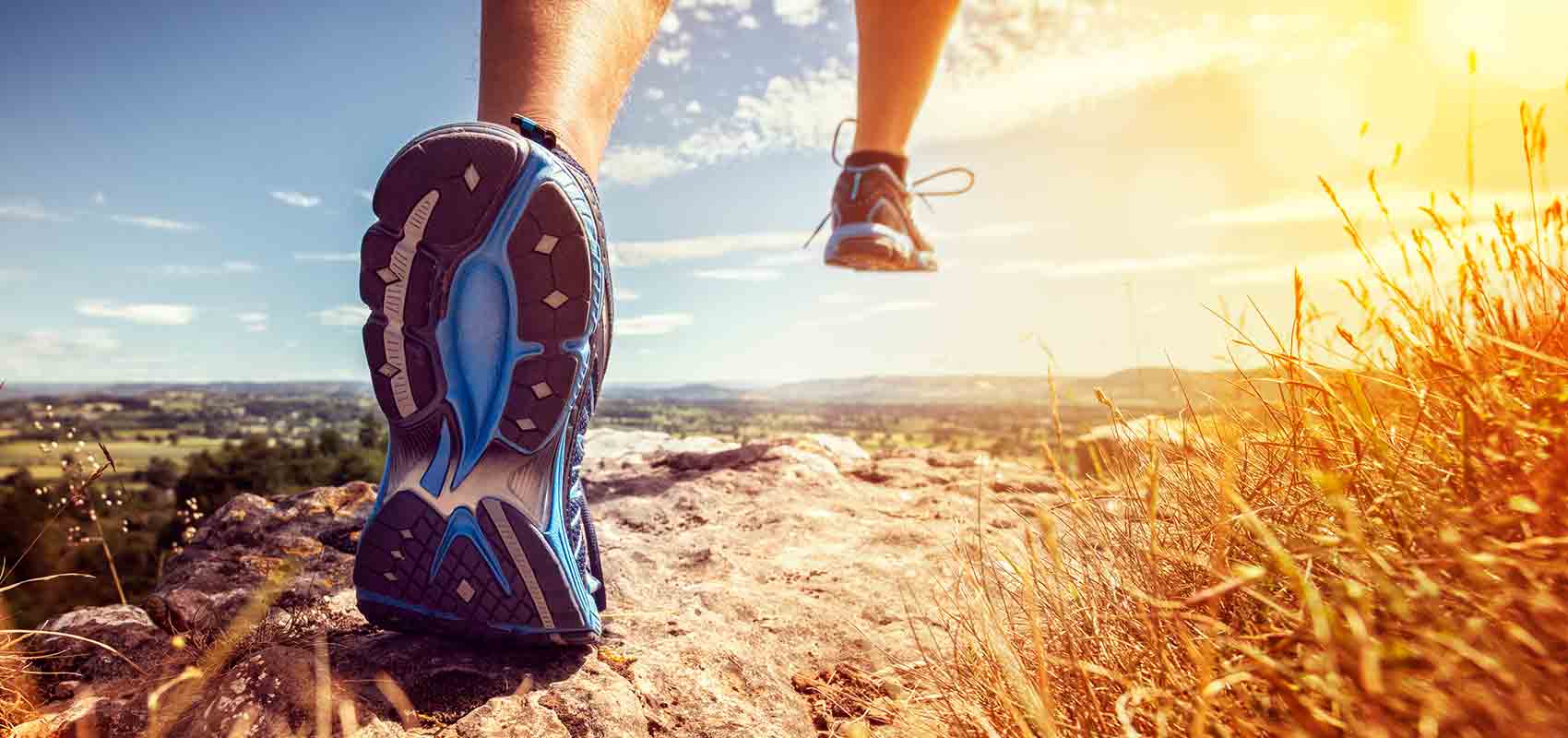 Closeup of shoes of man running